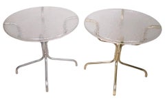 2 Hollywood Regency Patio Side Cocktail Drink Tables in Plastic and Metal
