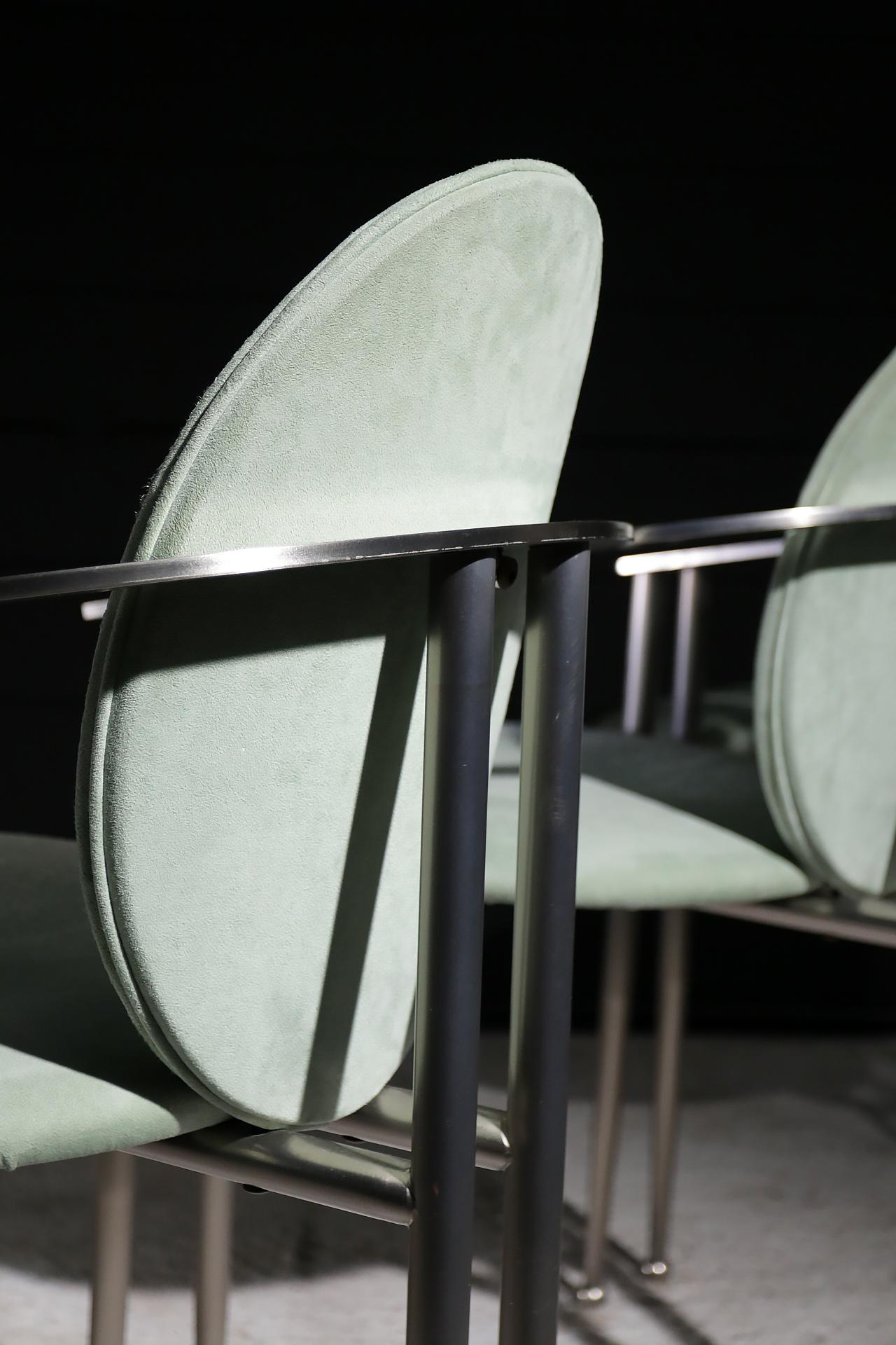 2 Hollywood Regency Style Belgo Chrom Chairs Mint Green, 1980 In Good Condition In Boven Leeuwen, NL