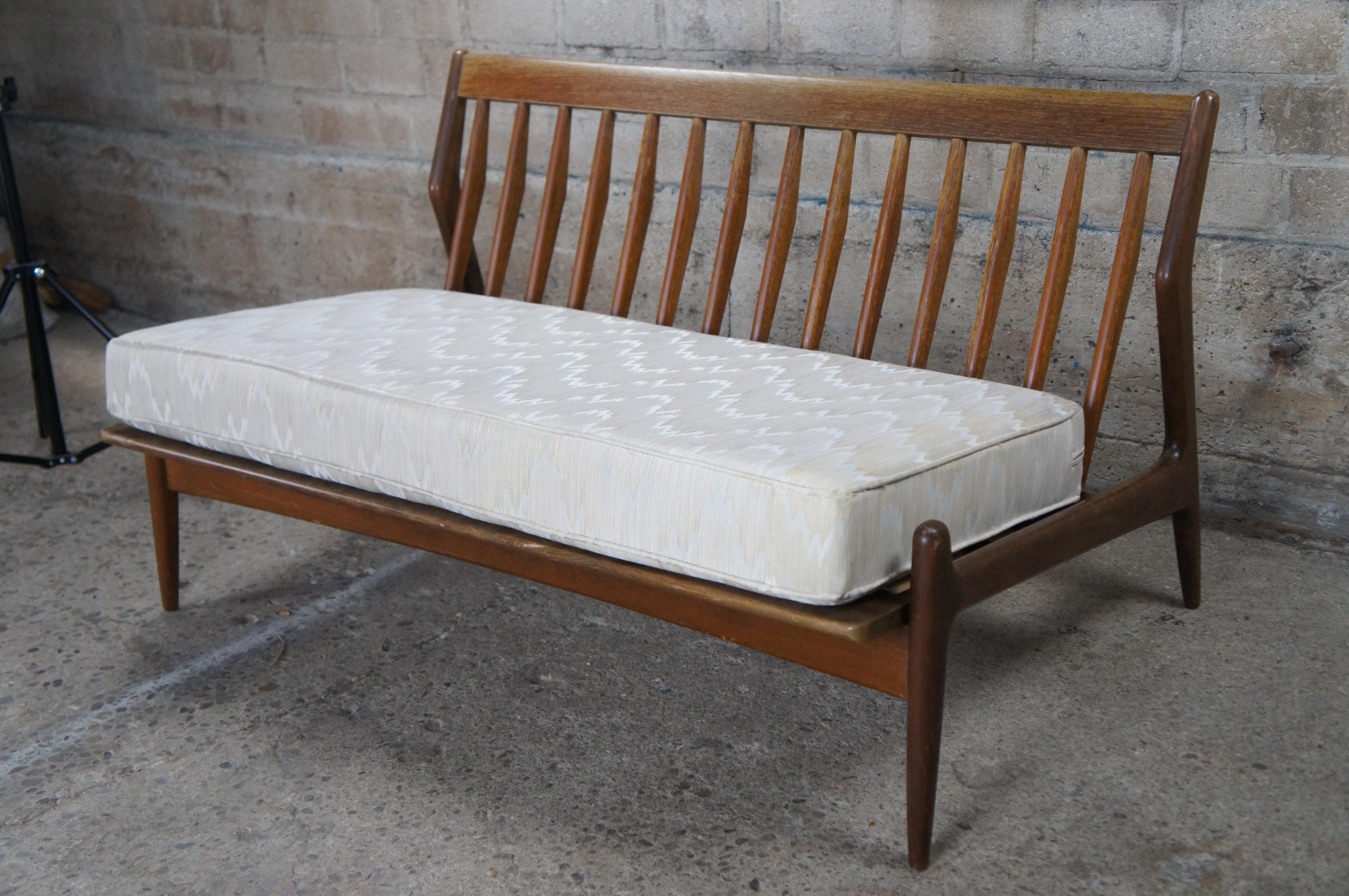 Tissu d'ameublement 2 IB Koford Larsen Selig Danish Mid Century Modern Walnut Settee Sofa Love Seats en vente