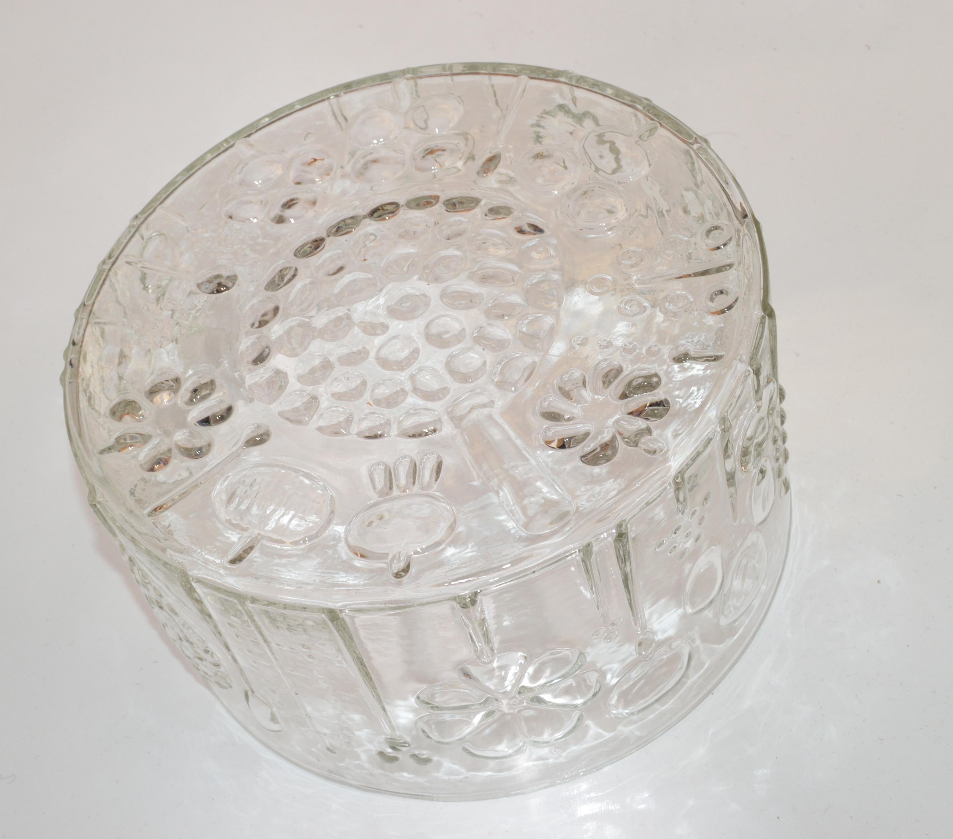 Art Glass 2 Iittala Nuutajarvi Oiva Toikka Flora Salza Bowl Serving For Sale