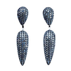 2 in 1 Diamond Cut 1 Carat Blue Sapphire 14k W Gold PL Sterling Silver Earrings