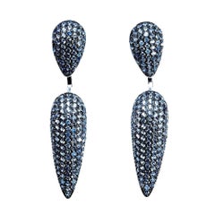 2 in 1 Diamond Cut 1 Carat Blue Sapphire 14k W Gold PL Sterling Silver Earrings