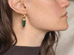 Par de Pendientes Gota de Lanza de Malaquita 2 en 1 Oro de 18 K de Nancy Phillips