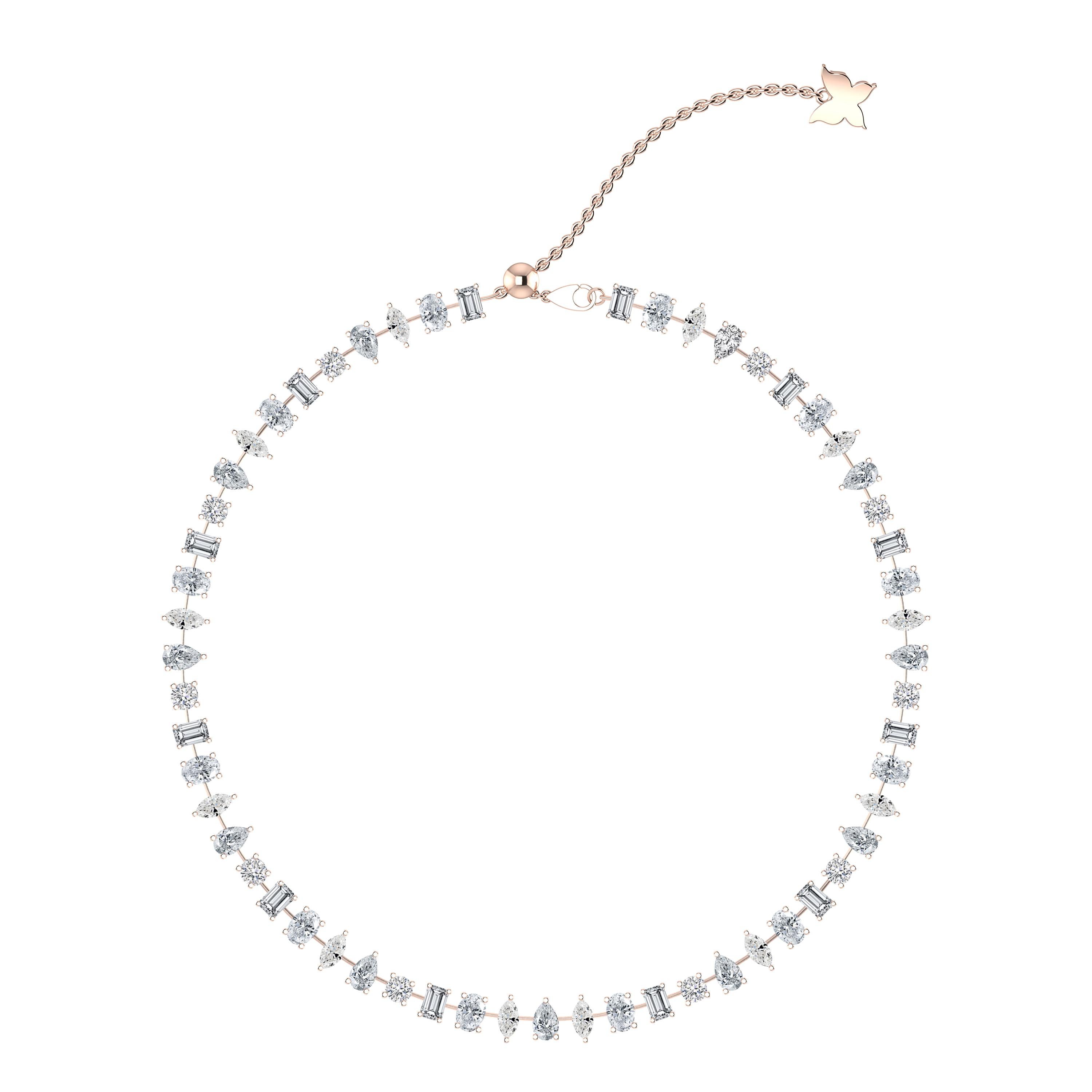 Collier ras du cou 2 en 1 en or rose 18 carats avec diamants de formes multiples Neuf - En vente à Hong Kong, HK