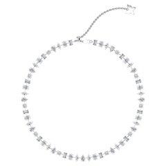 Collier ras du cou 2 en 1 en or blanc 18 carats avec diamants de formes multiples