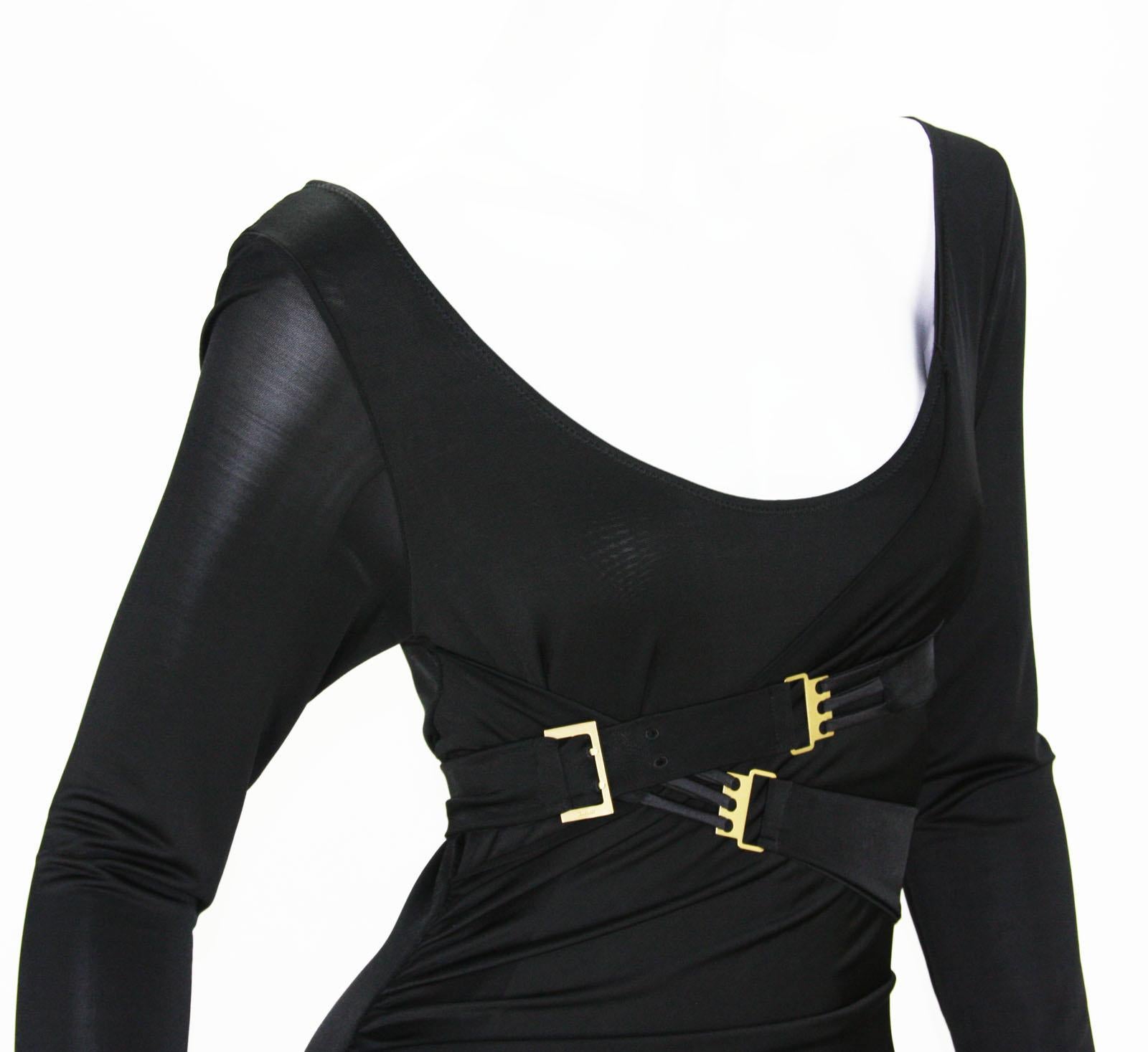 2 IN 1  Rare Tom Ford for Gucci 2003 Collection Jersey Bondage Buckle Dress M  S For Sale 2