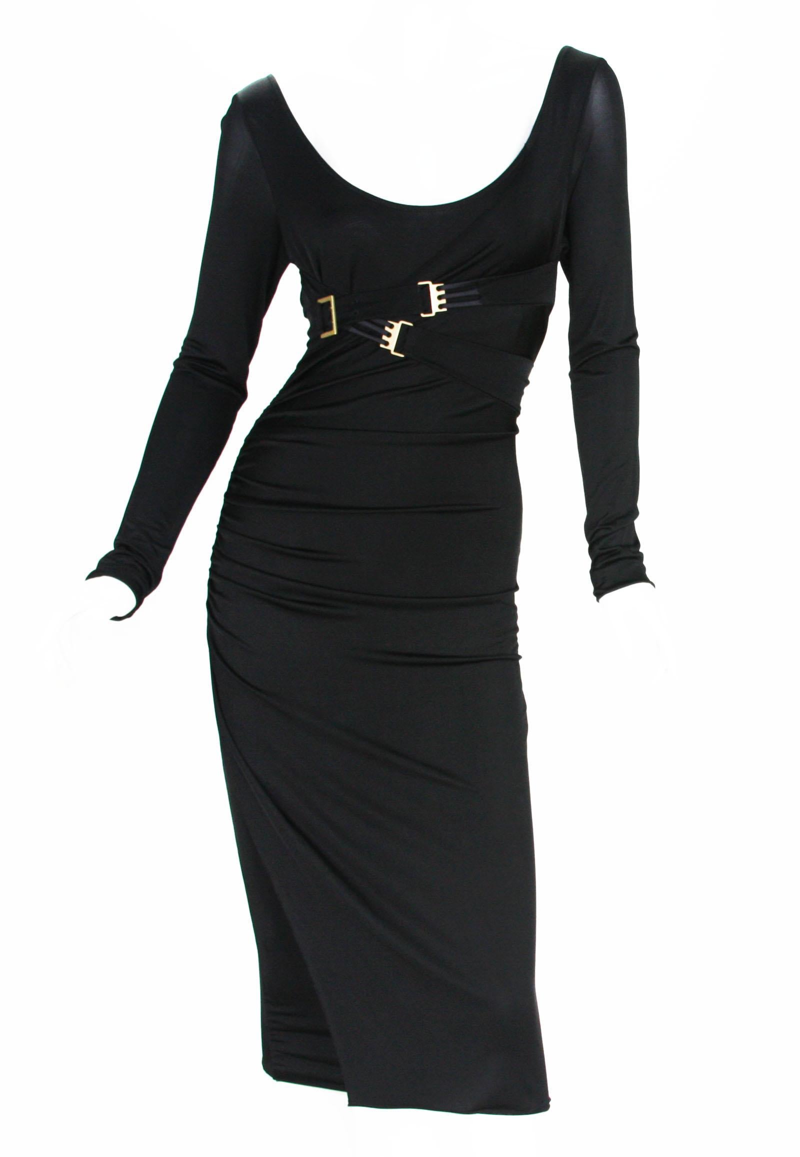 2 in 1  Seltenes Tom Ford für Gucci 2003 Kollektion Bondage-Kleid aus Jersey mit Schnalle M  Erwähnungen des Künstlers im Angebot 9