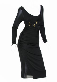 2 IN 1  Rare Tom Ford for Gucci 2003 Collection Jersey Bondage Buckle Dress M  S