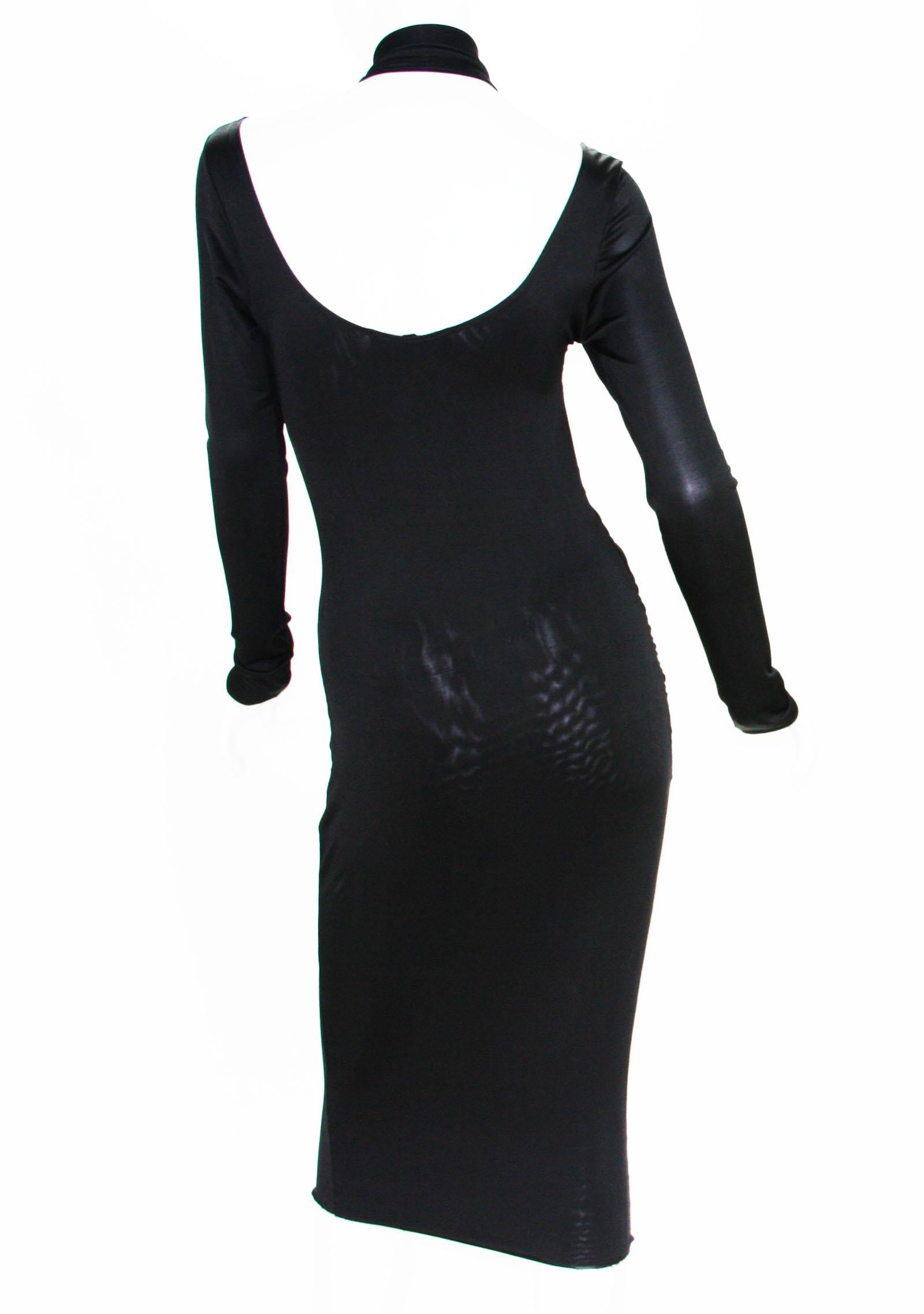 Black 2 IN 1  Rare Tom Ford for Gucci 2003 Collection Jersey Bondage Buckle Dress M  S For Sale