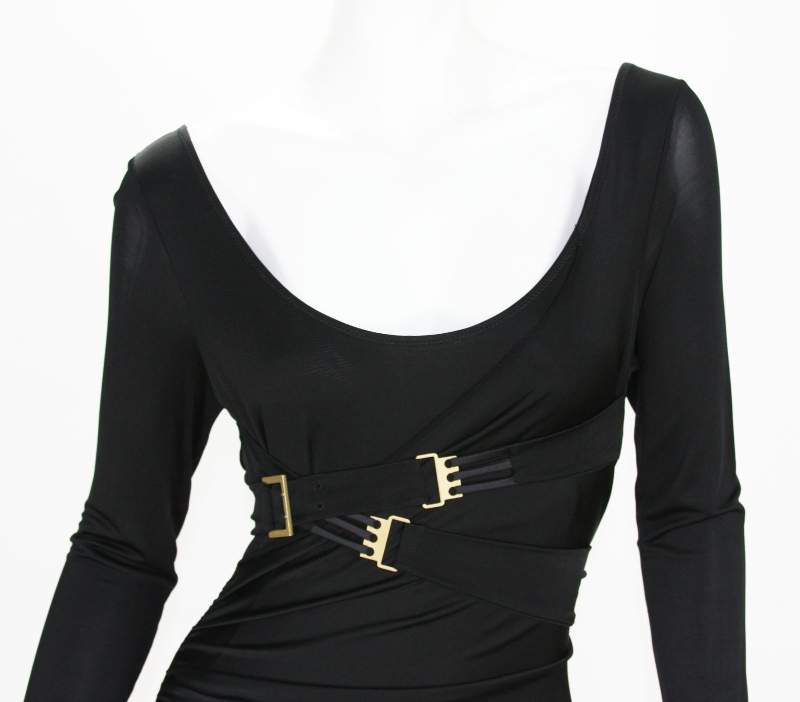 Women's 2 IN 1  Rare Tom Ford for Gucci 2003 Collection Jersey Bondage Buckle Dress M  S For Sale