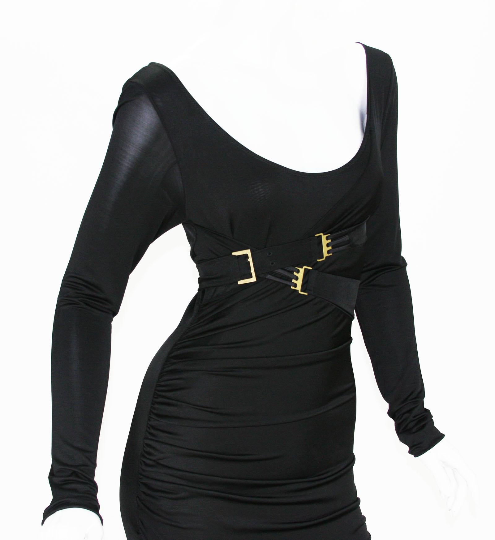 2 IN 1  Rare Tom Ford for Gucci 2003 Collection Jersey Bondage Buckle Dress M  S For Sale 1