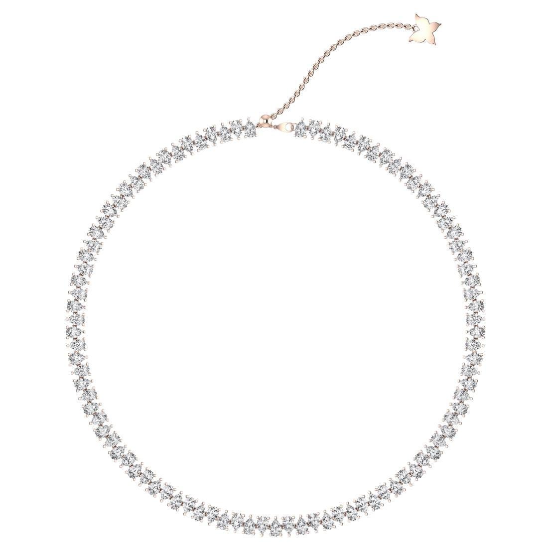 2 in 1 Twin Pear Shape Diamond Choker Necklace in 18 Karat Rose Gold. For Sale