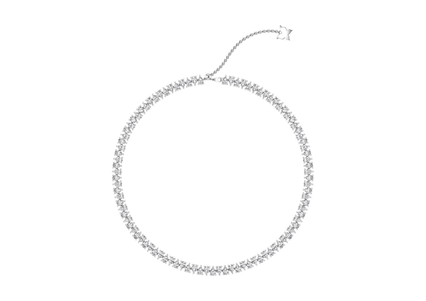 Modern 2 in 1 Twin Pear Shape Diamond Choker Necklace in 18 Karat White Gold. For Sale