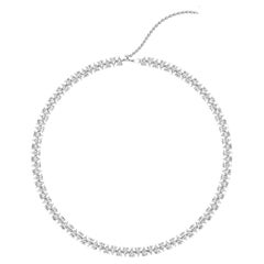 2 in 1 Twin Pear Shape Diamond Choker Necklace in 18 Karat White Gold.