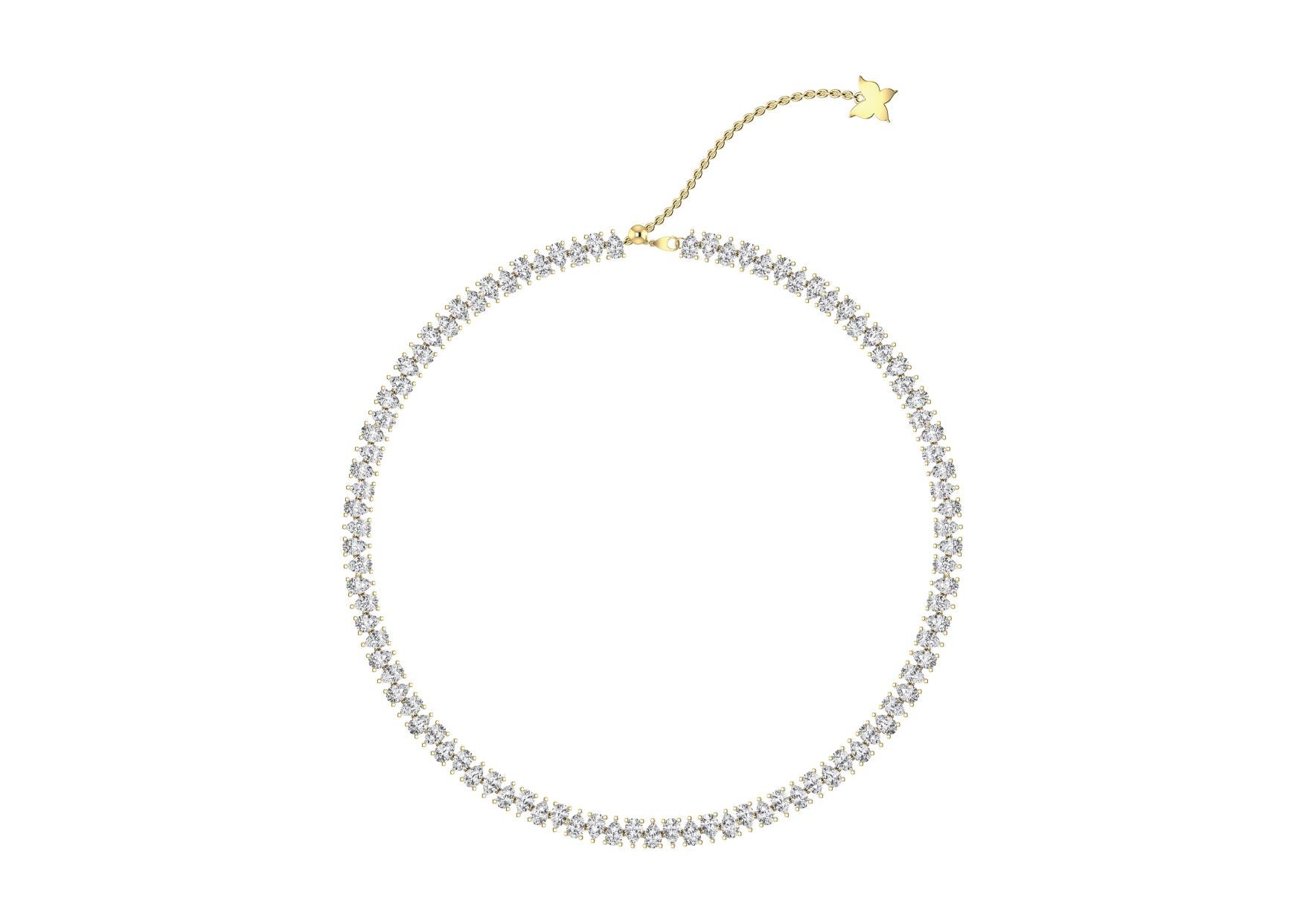 Modern 2 in 1 Twin Pear Shape Diamond Choker Necklace in 18 Karat Yellow Gold For Sale