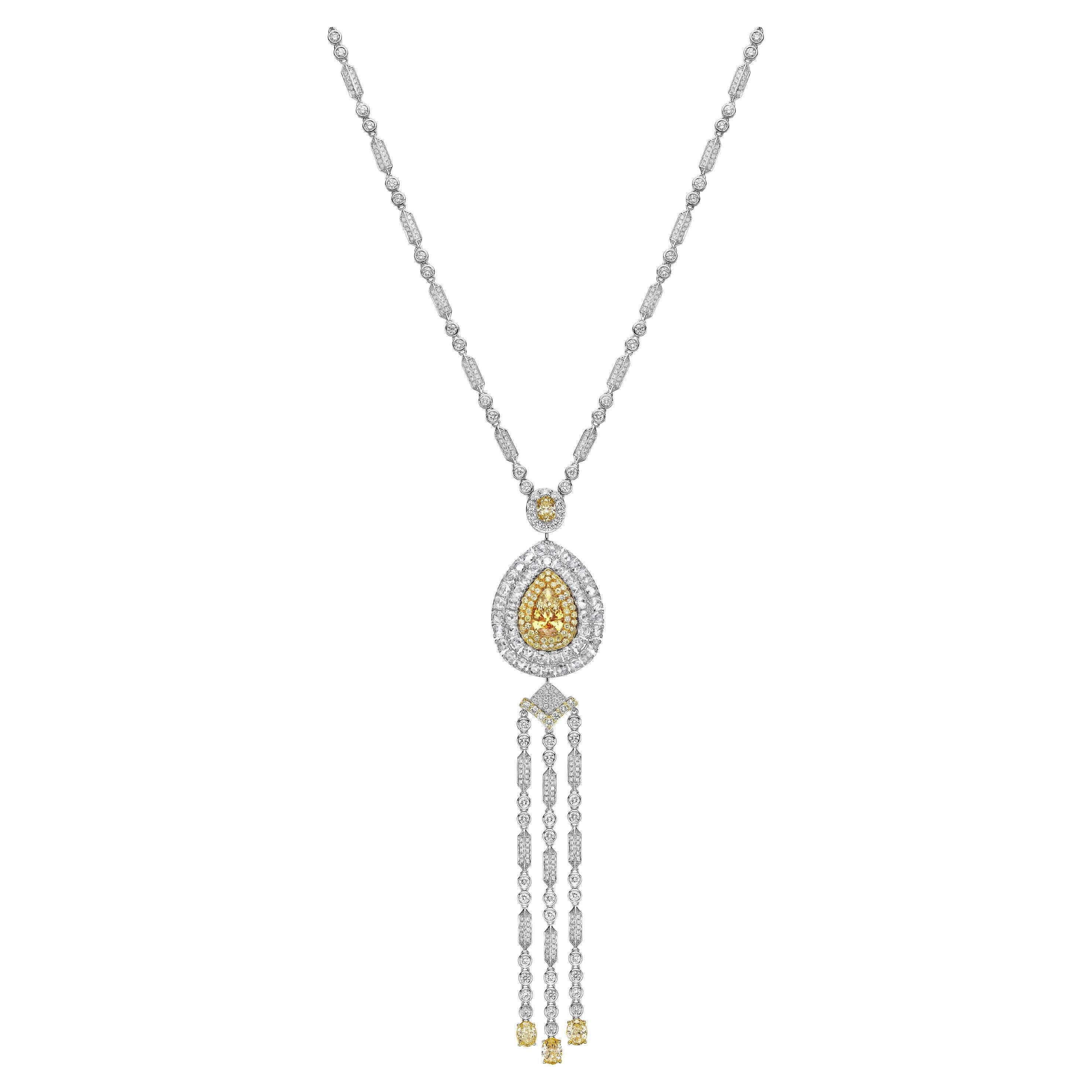 Sunita Nahata 2 in 1 Collana e anello con diamanti gialli in 18KWYG