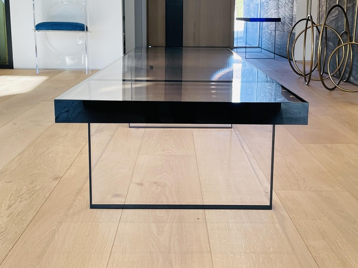 Lucite Coffee Table / Bench in Clear & Black Lucite by Amparo Calderon Tapia For Sale 4
