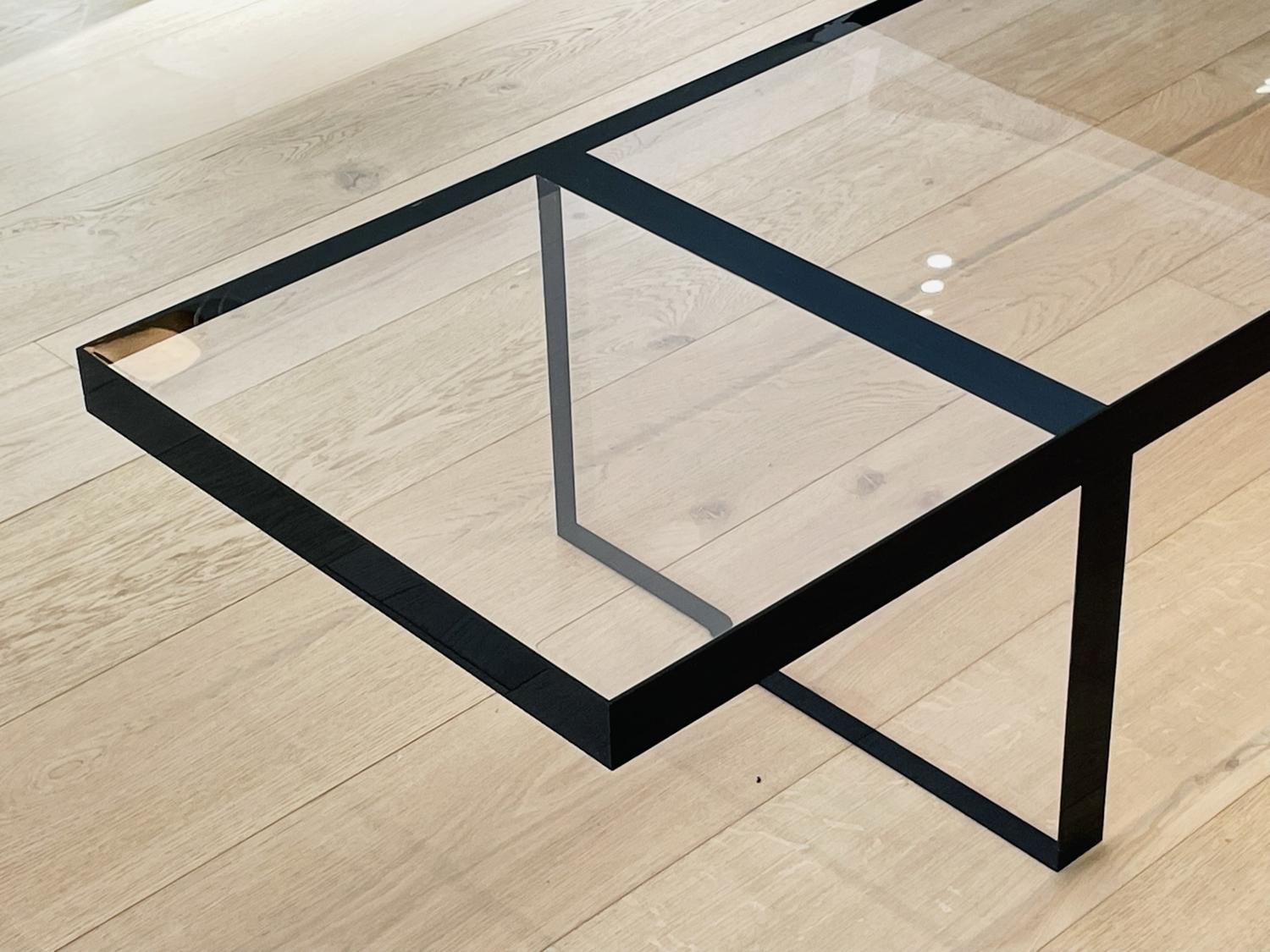 Lucite Coffee Table / Bench in Clear & Black Lucite by Amparo Calderon Tapia For Sale 8