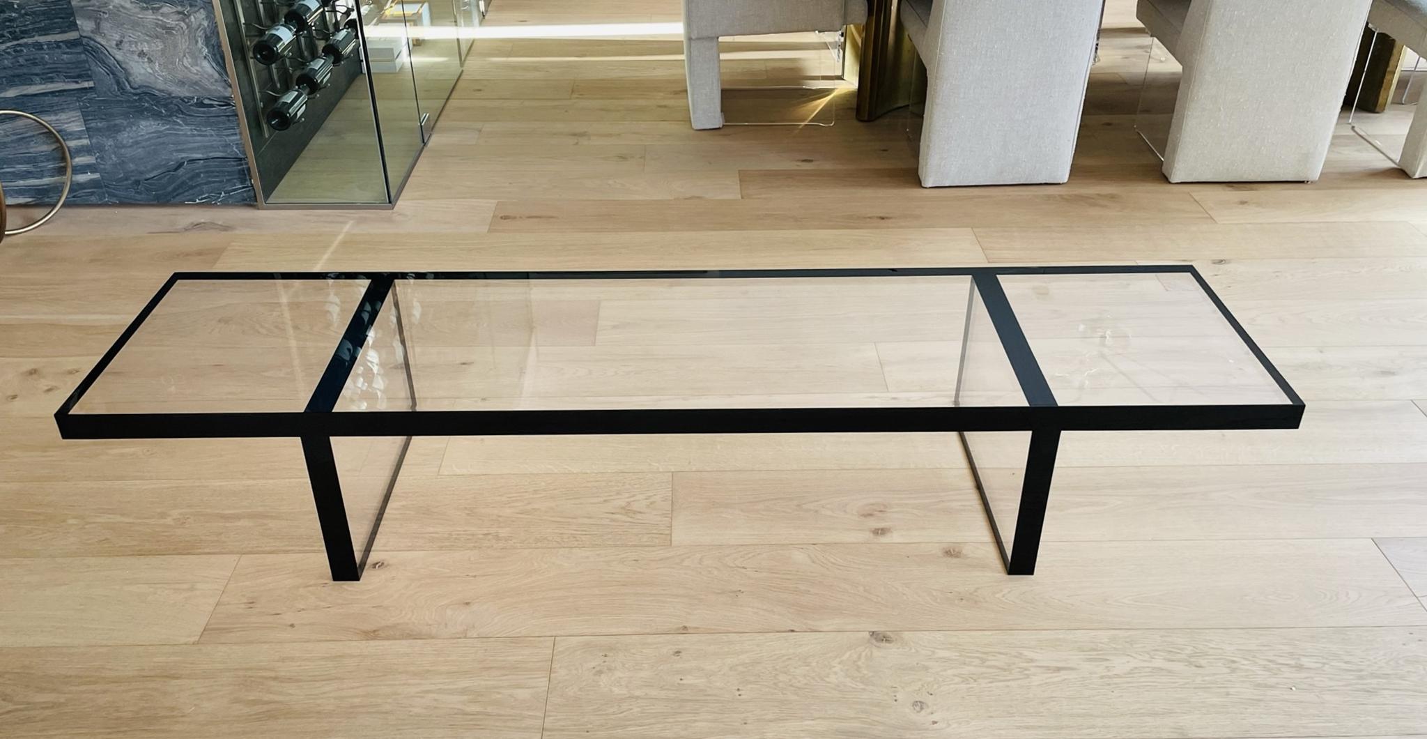 Modern Lucite Coffee Table / Bench in Clear & Black Lucite by Amparo Calderon Tapia For Sale