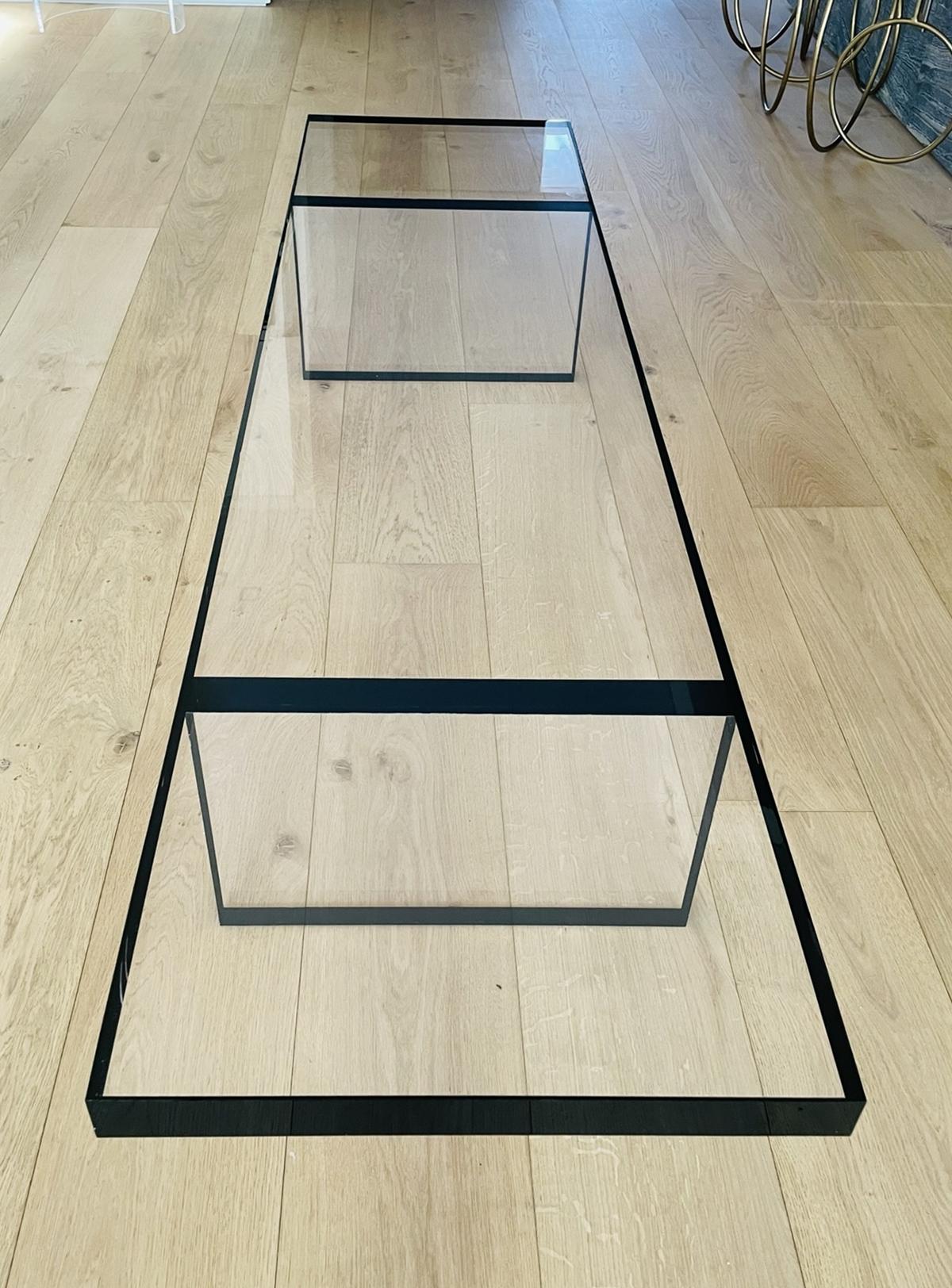 Lucite Coffee Table / Bench in Clear & Black Lucite by Amparo Calderon Tapia For Sale 2