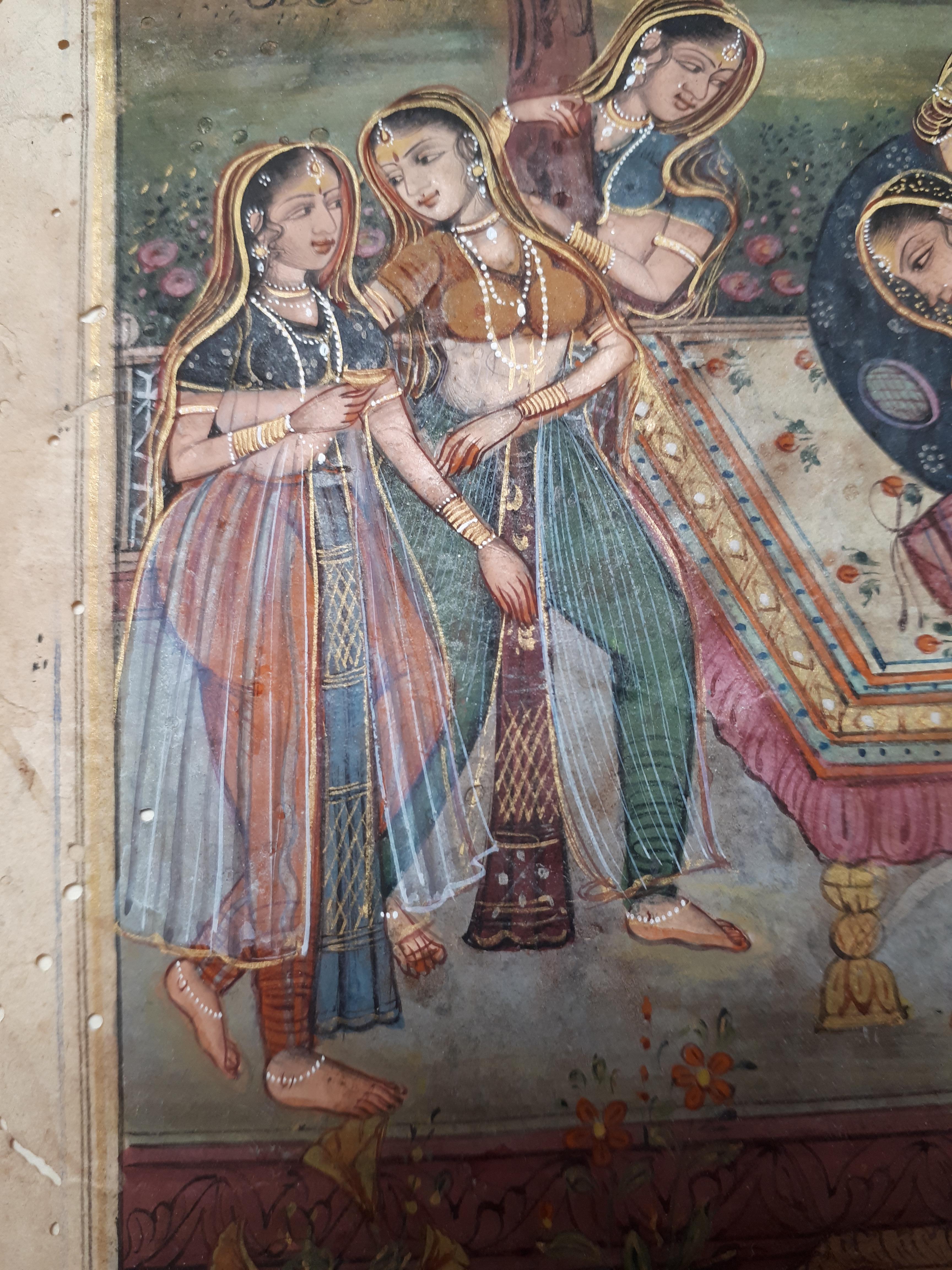 Paper 2 Indian Miniatures, 19th Century For Sale