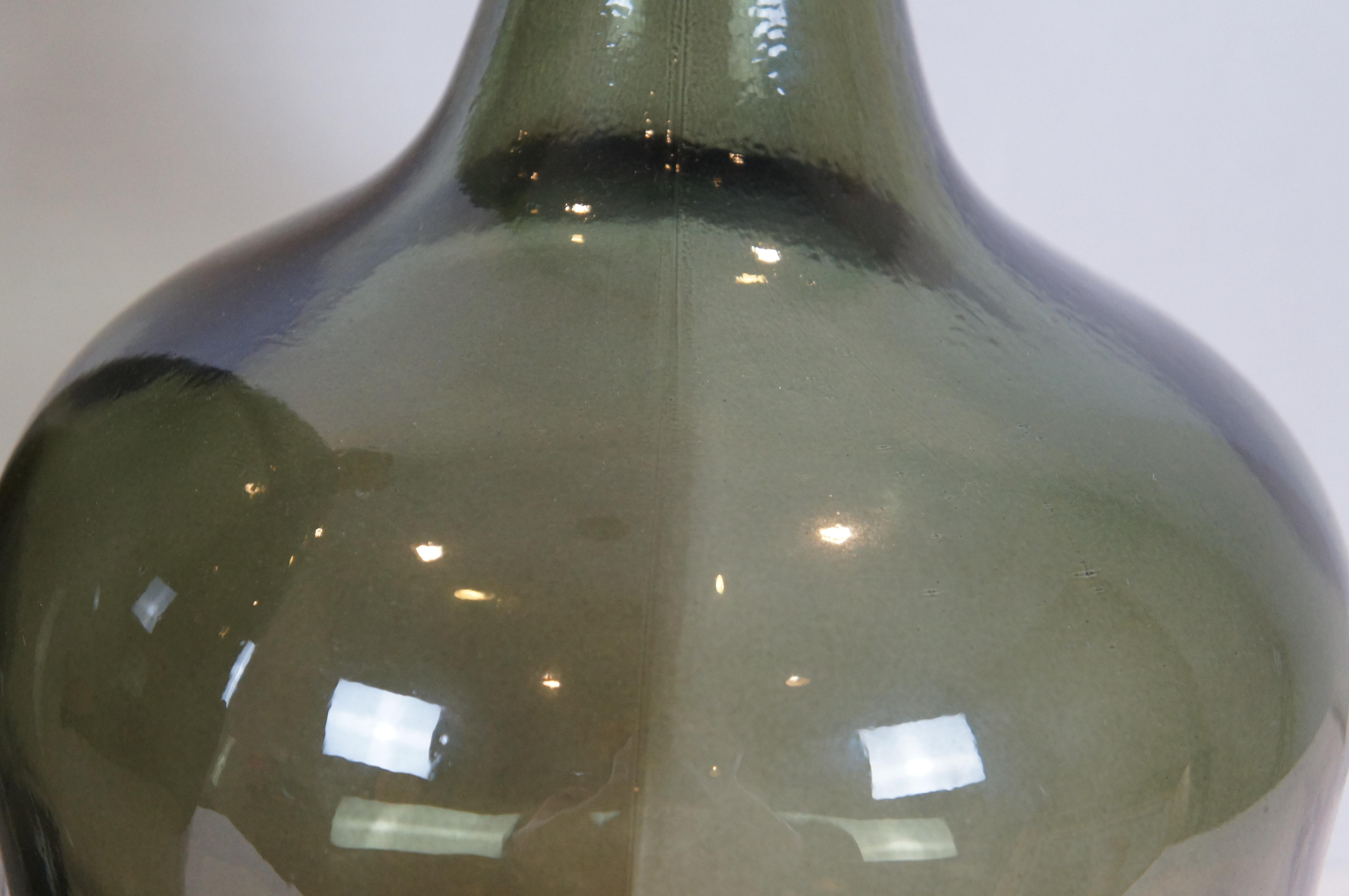 2 Interlude Green Glass Terra Wrapped Demijohn Floor Vases Vessels Spain For Sale 4