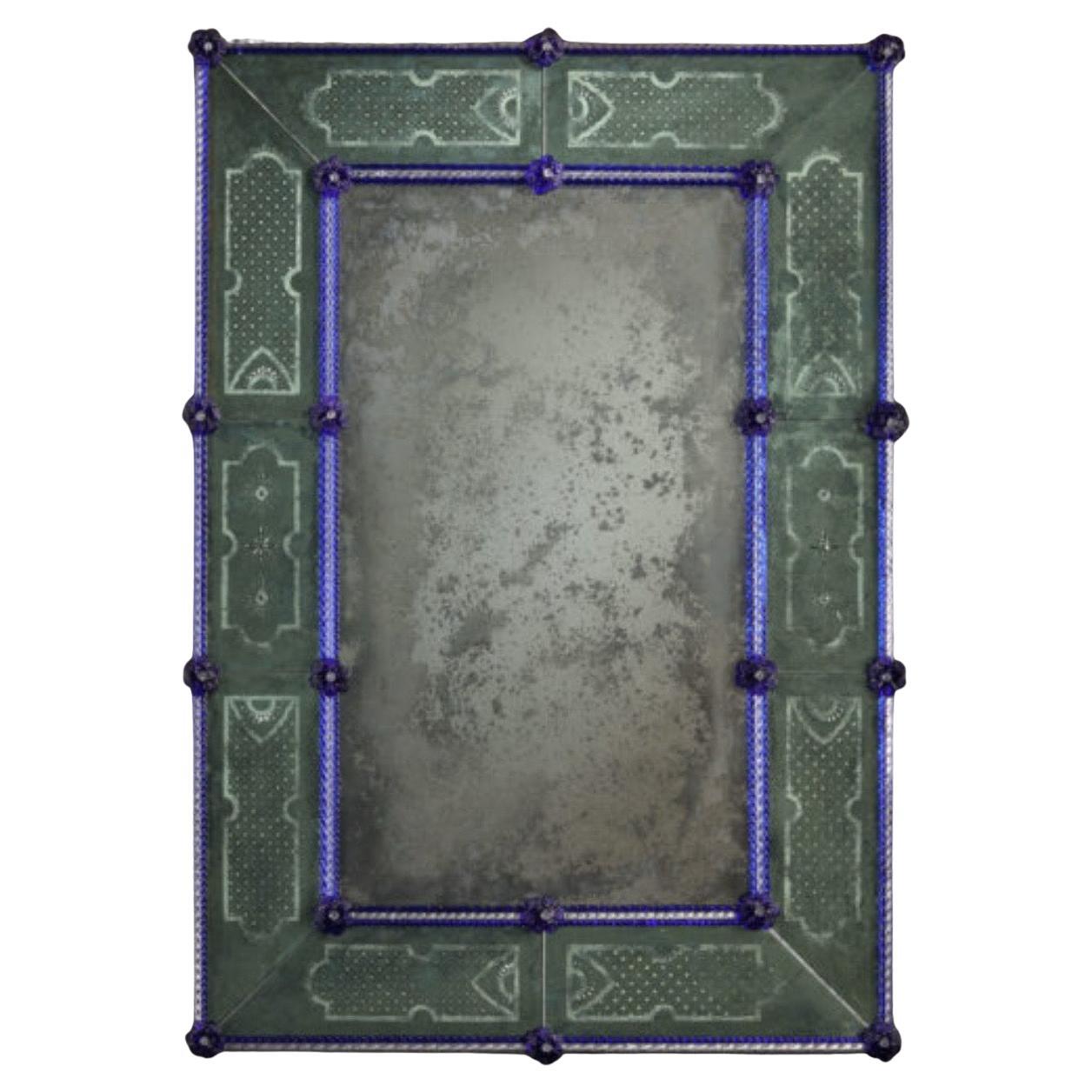 2 Italian 18th Century Style Antiqued Venetian / Murano Glass Mirrors by Tosi For Sale