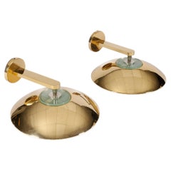2 applique italiane in ottone e vetro, stile Hollywood regency 1980