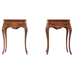 Retro 2 Italian Burl Side Tables Louis XV Style