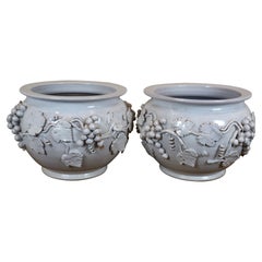 2 Macetas Jardineras de Terracota Esmaltada Cottura Italiana 16" con Vid