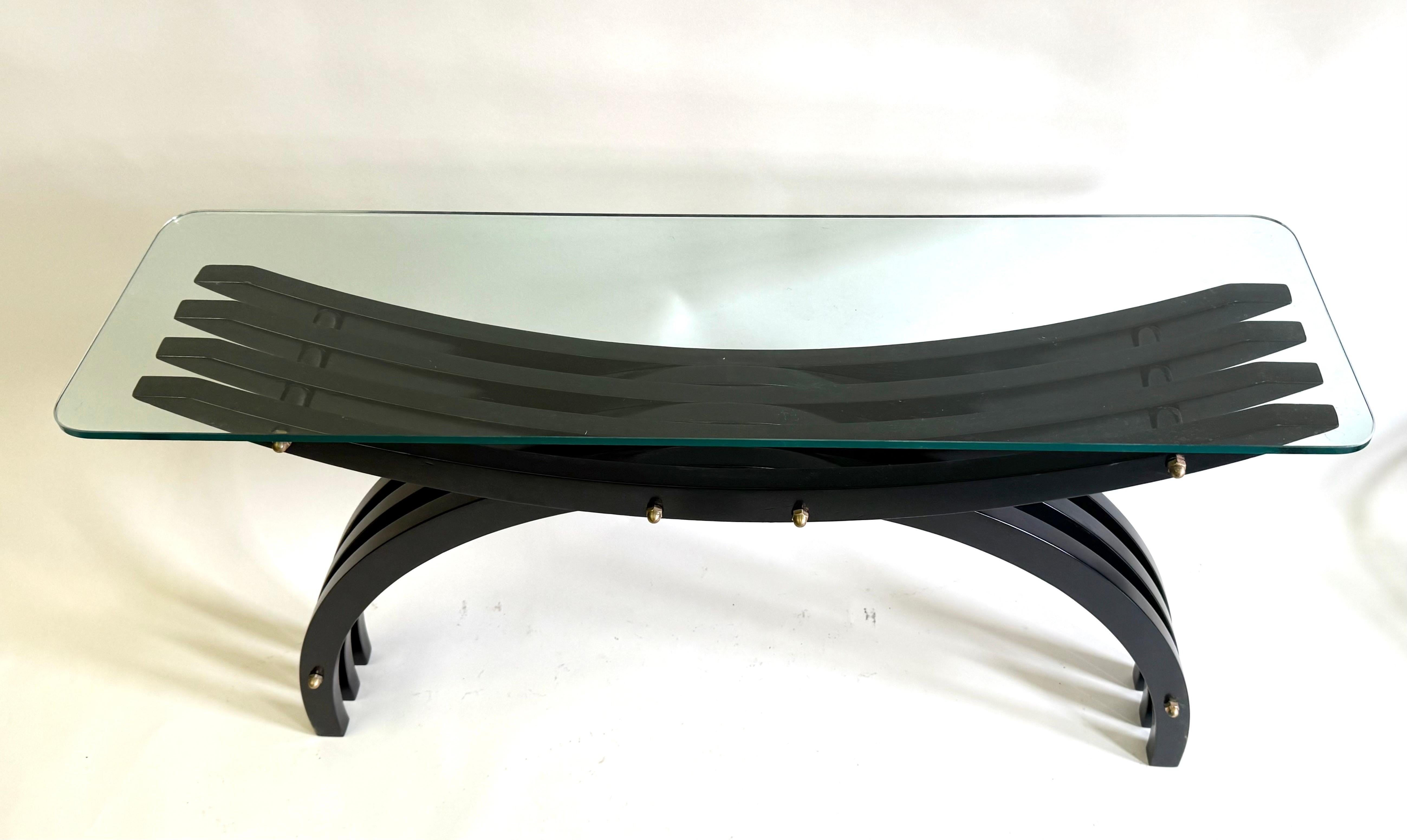 2 Italian Mid-Century Consoles / Sofa Tables in the style of Carlo Mollino, 1950 (Emailliert) im Angebot