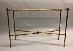 2 Italian Midcentury Hammered Iron & Gilt Consoles by Giovanni Banci for Hermes