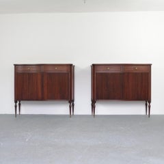 Italian Mid-Century Modern Neoclassical Walnut Sideboards attributed Paolo Buffa