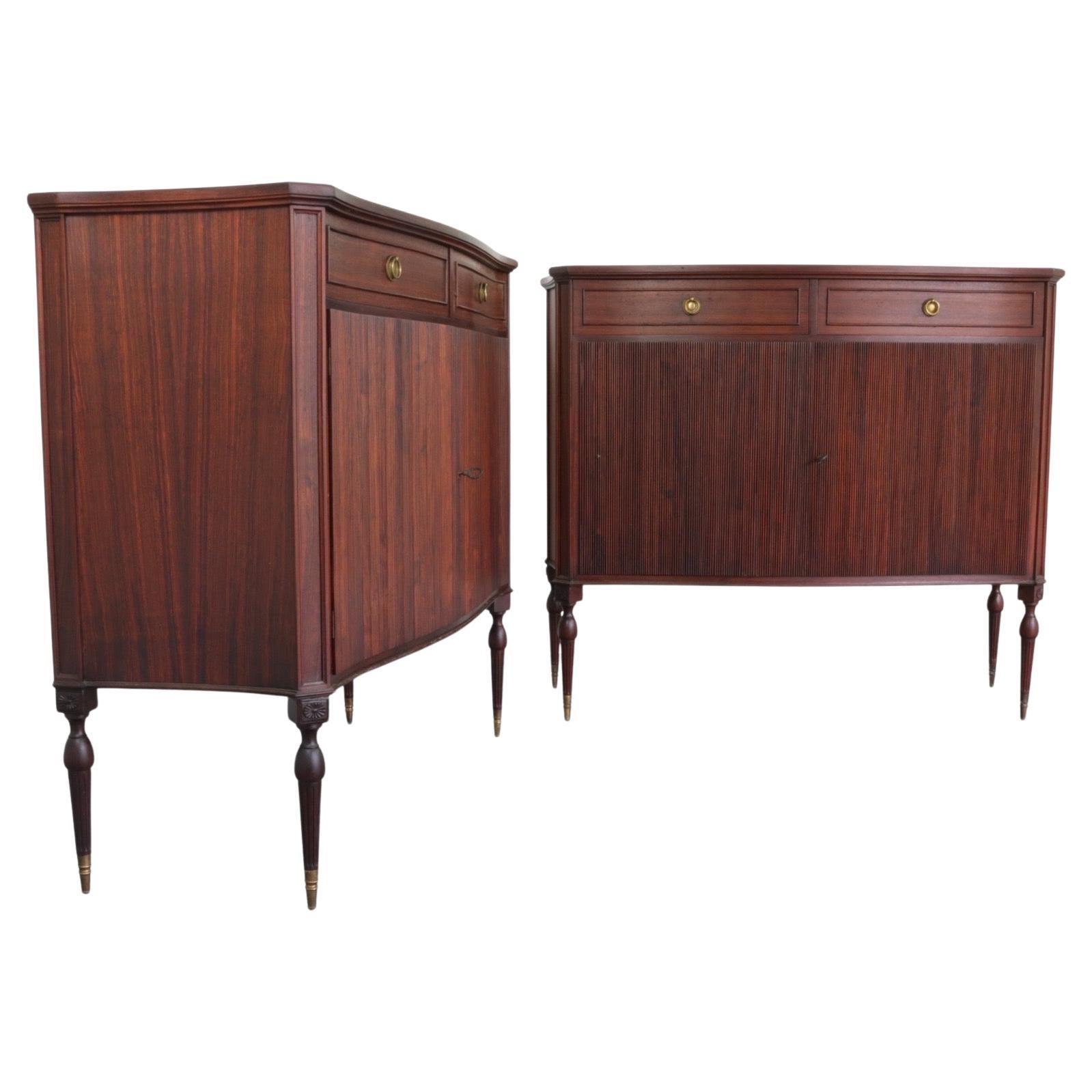 Italian Mid-Century Modern Neoclassical Walnut Sideboards by Paolo Buffa