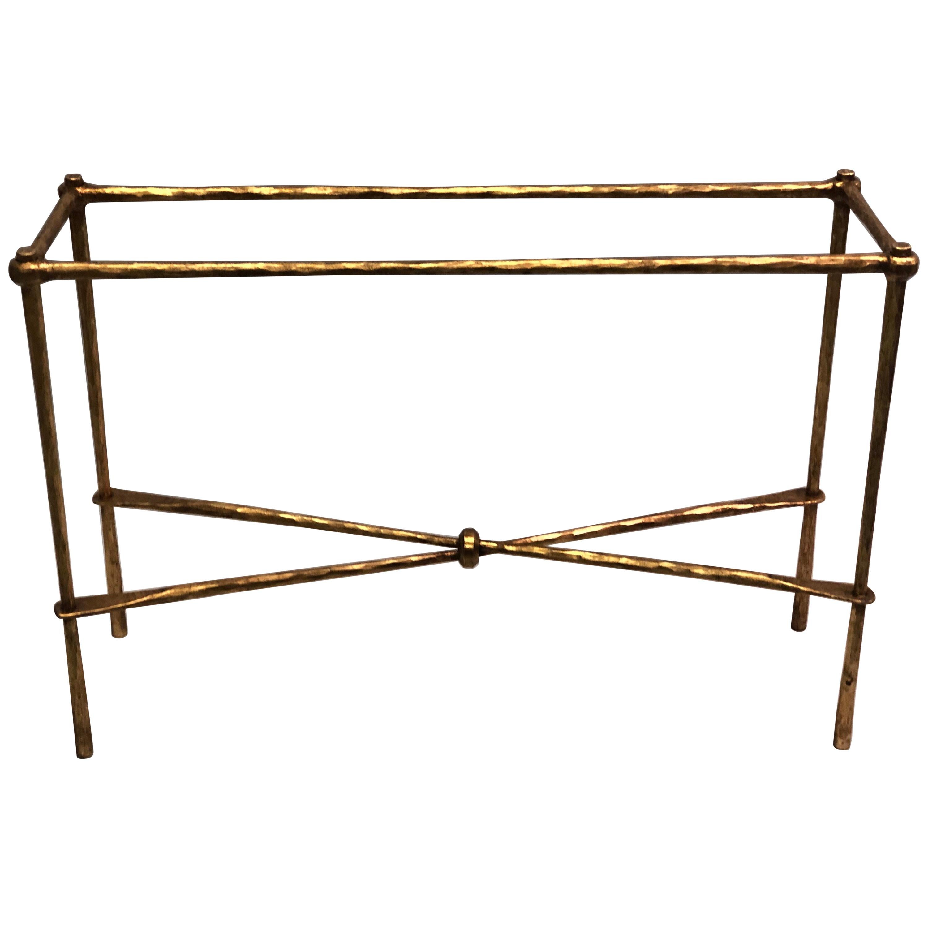 2 Italian Midcentury Hammered Iron & Gilt Consoles by Giovanni Banci for Hermes For Sale