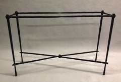 2 Italian Modern Neoclassical Hammered Iron Consoles, Giovanni Banci for Hermes