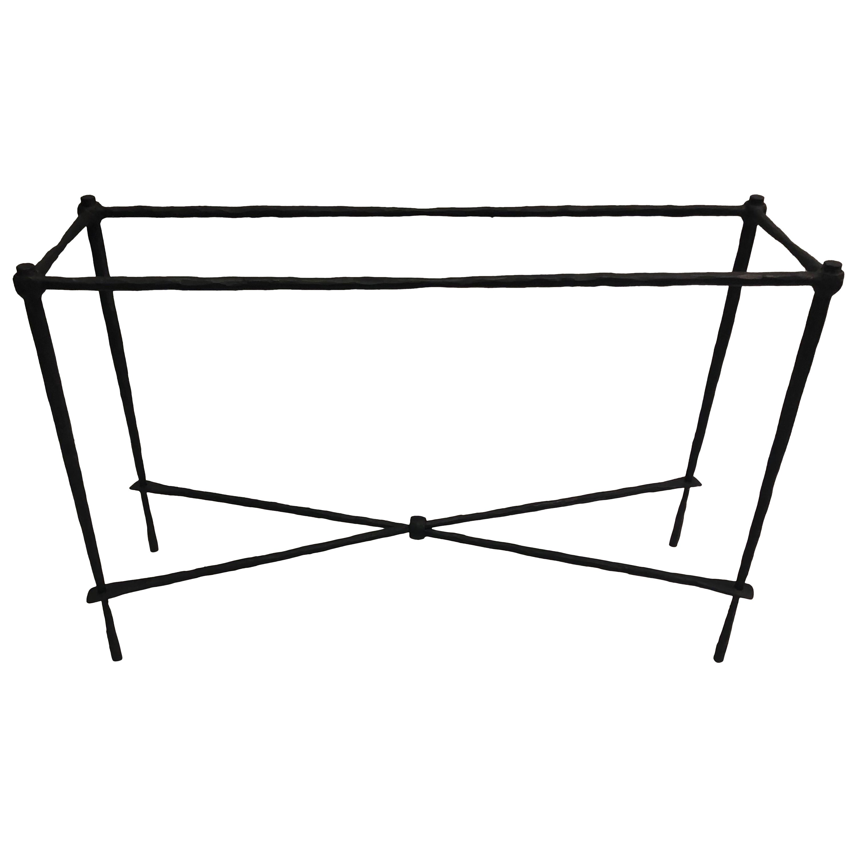 2 Italian Modern Neoclassical Hammered Iron Consoles, Giovanni Banci for Hermes