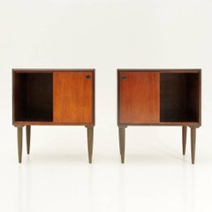Two Italian Teak Nightstands with Drawer, 1950s