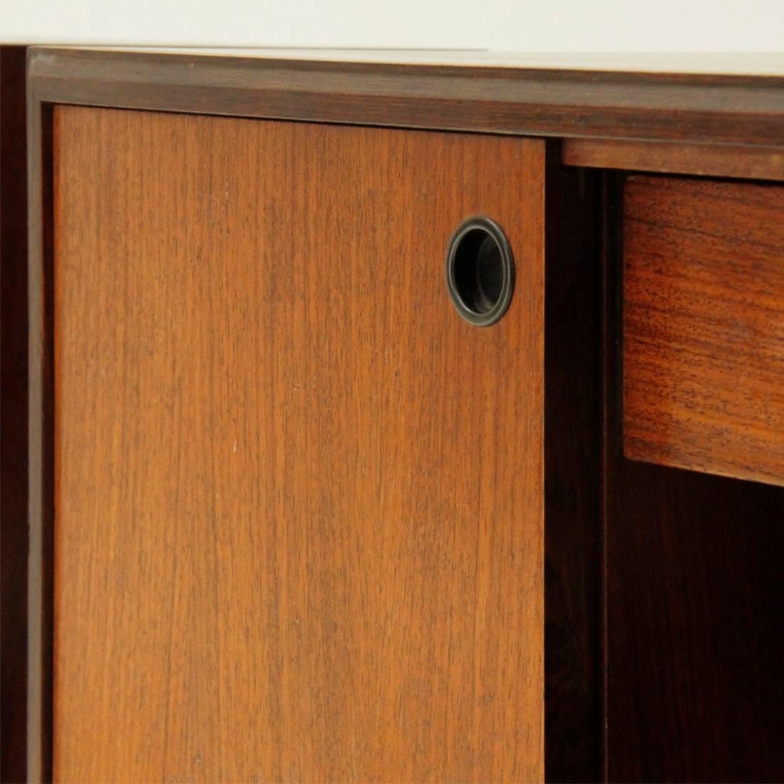 Two Italian Teak Nightstands with Drawer, 1950s 3