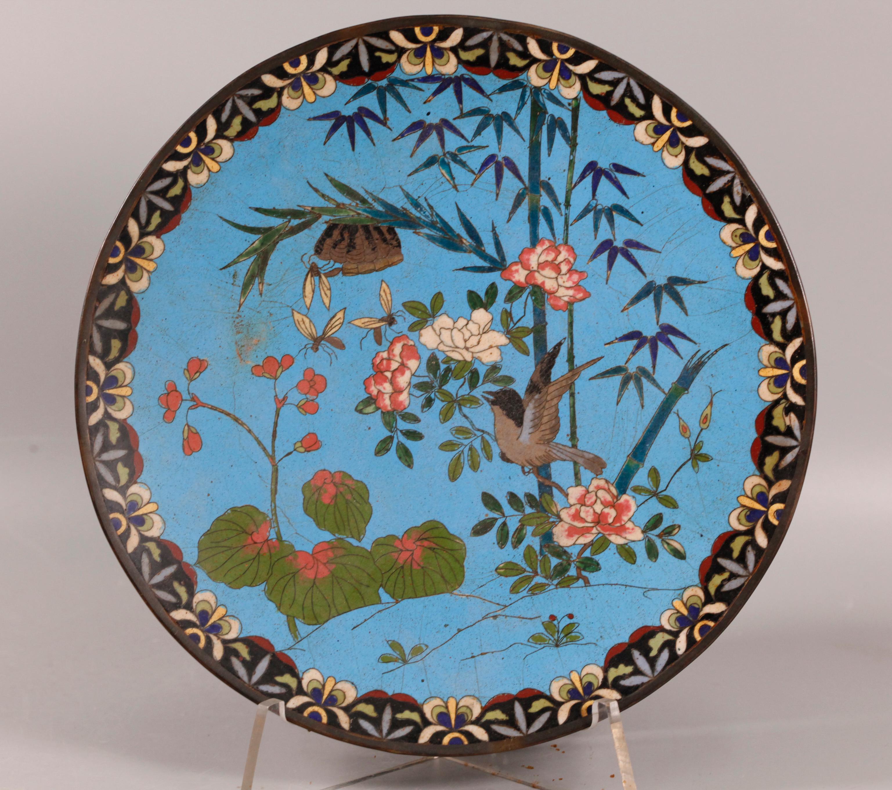Cloisonné 2 assiettes cloisonnées japonaises, C.I.C. en vente