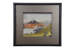 2 japanische Seide bestickte gerahmte Textilien Inume Pass Mt Fuji Himeji Schloss 19"
