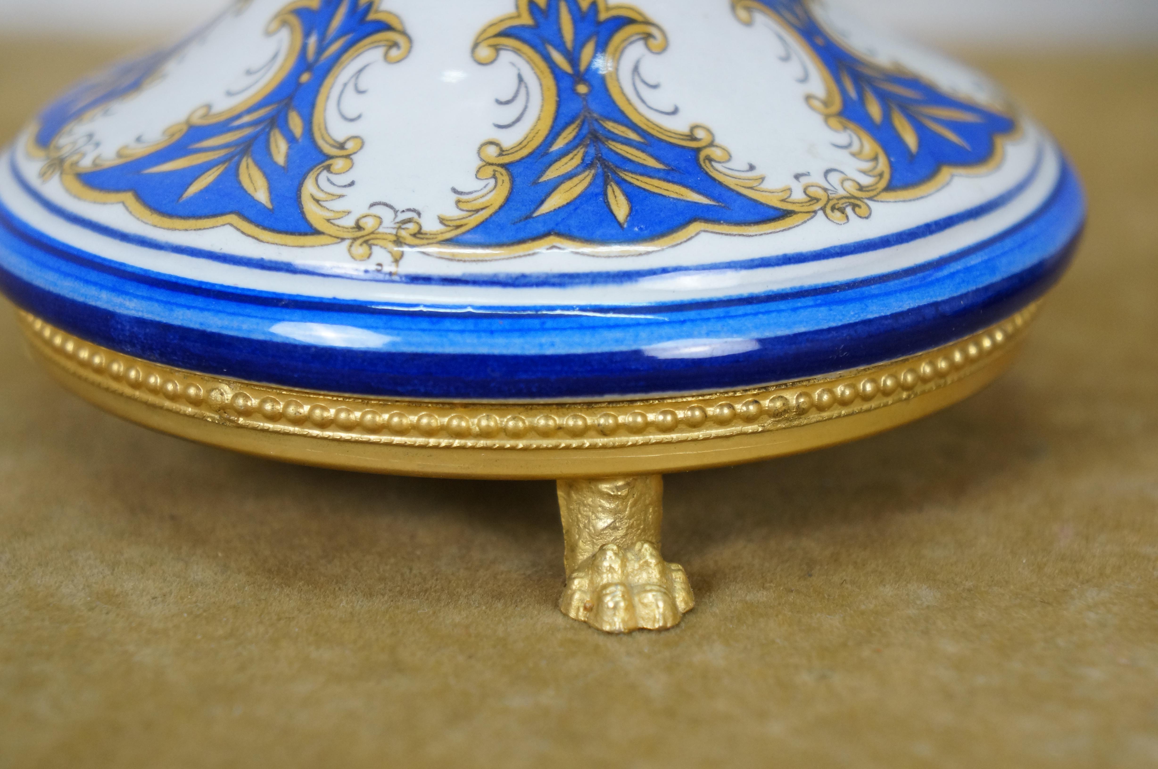 2 JB Corsi Vases de cheminée en porcelaine italienne bleue et blanche avec fleurs Urnes 9