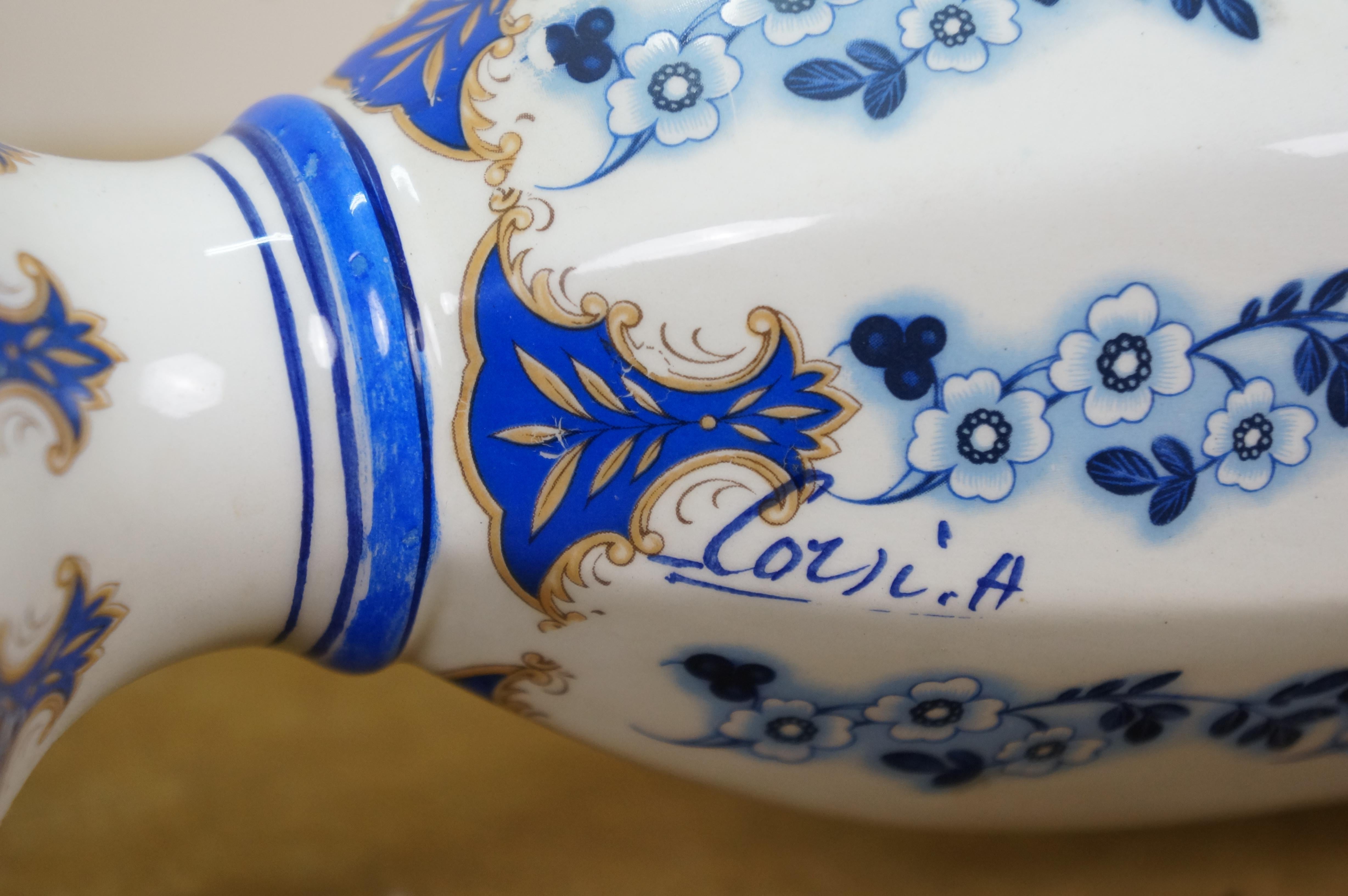 2 JB Corsi Vases de cheminée en porcelaine italienne bleue et blanche avec fleurs Urnes 9