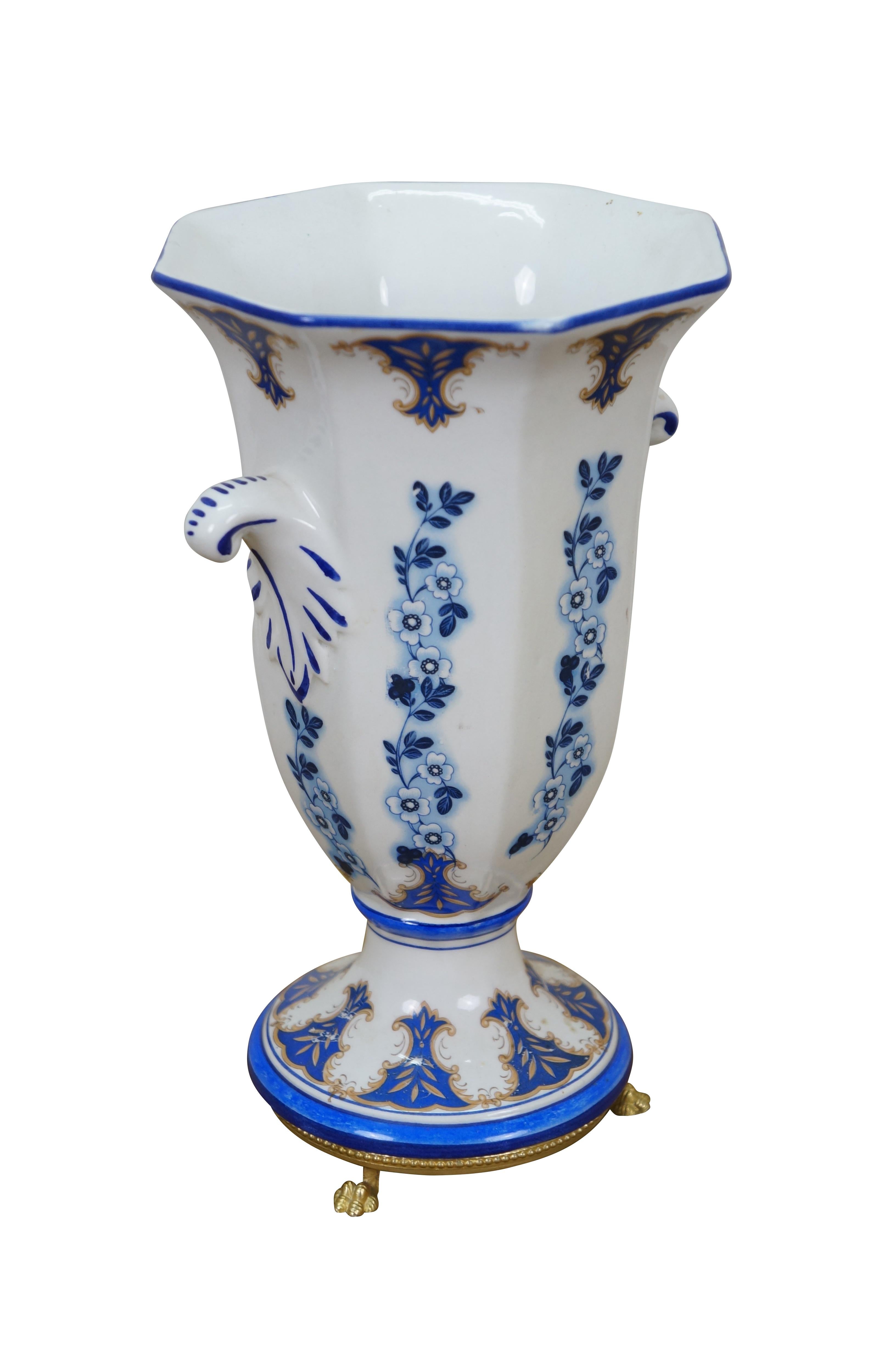 2 JB Corsi Vases de cheminée en porcelaine italienne bleue et blanche avec fleurs Urnes 9