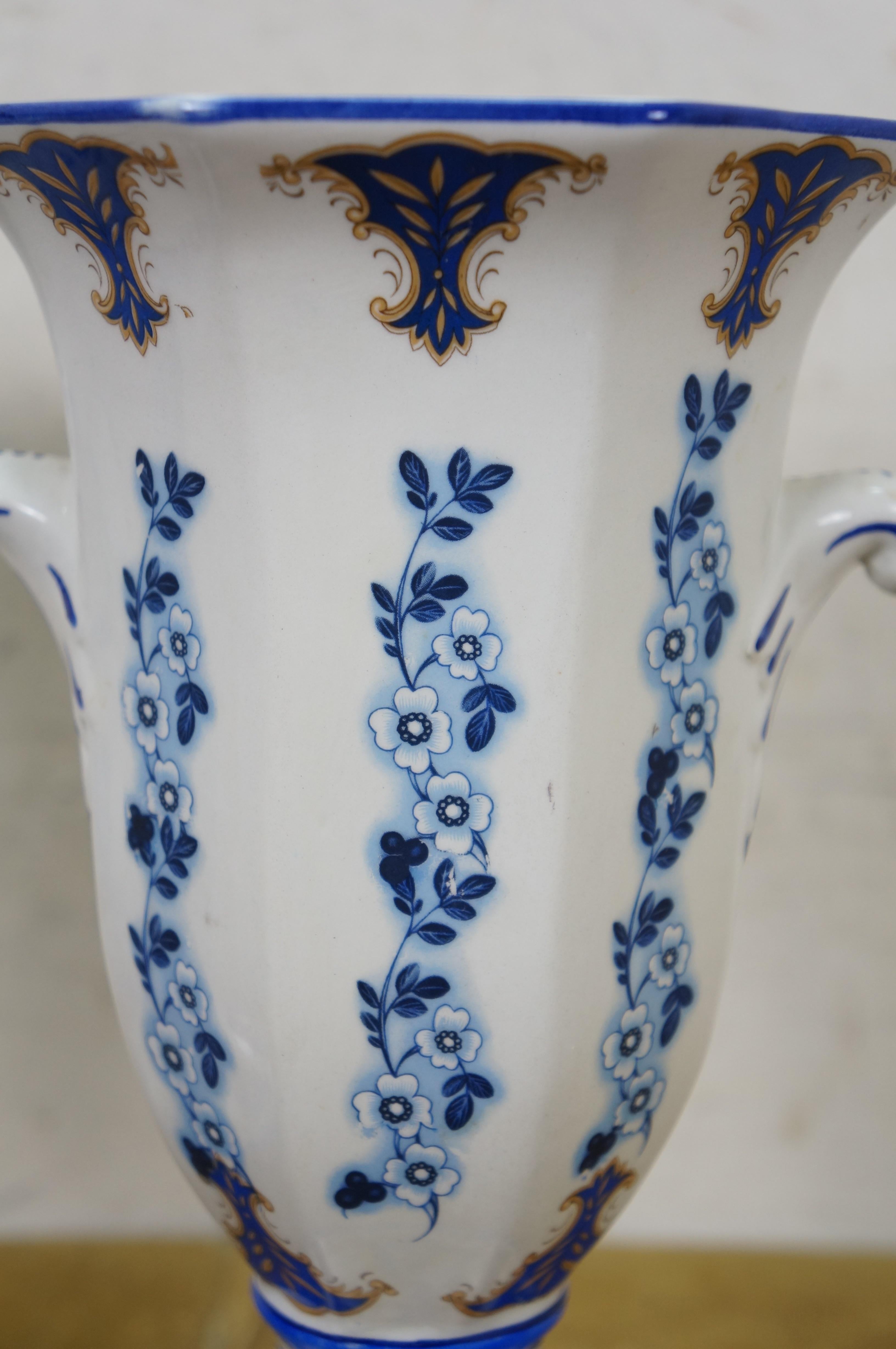 2 JB Corsi Vases de cheminée en porcelaine italienne bleue et blanche avec fleurs Urnes 9