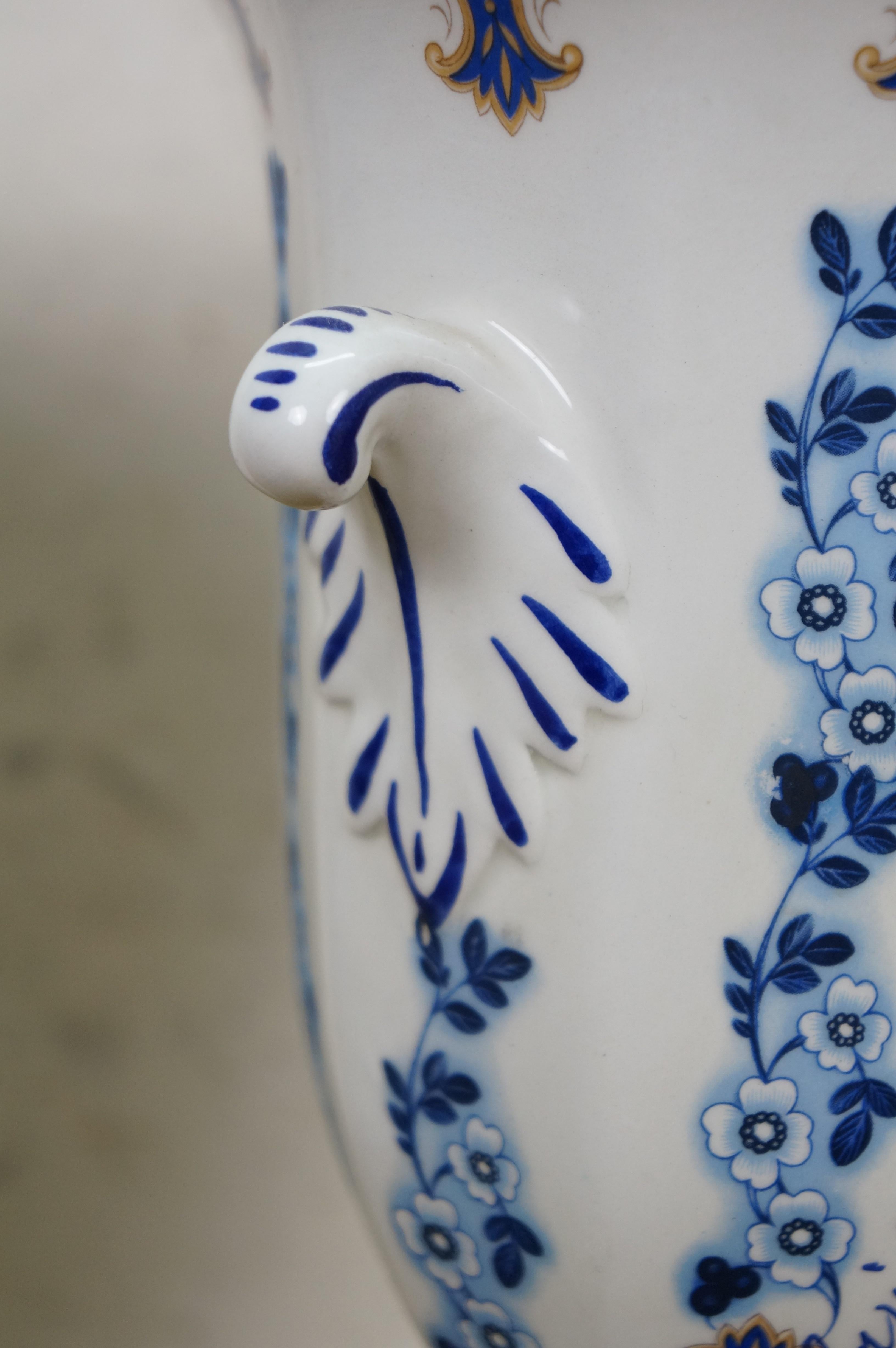2 JB Corsi Vases de cheminée en porcelaine italienne bleue et blanche avec fleurs Urnes 9