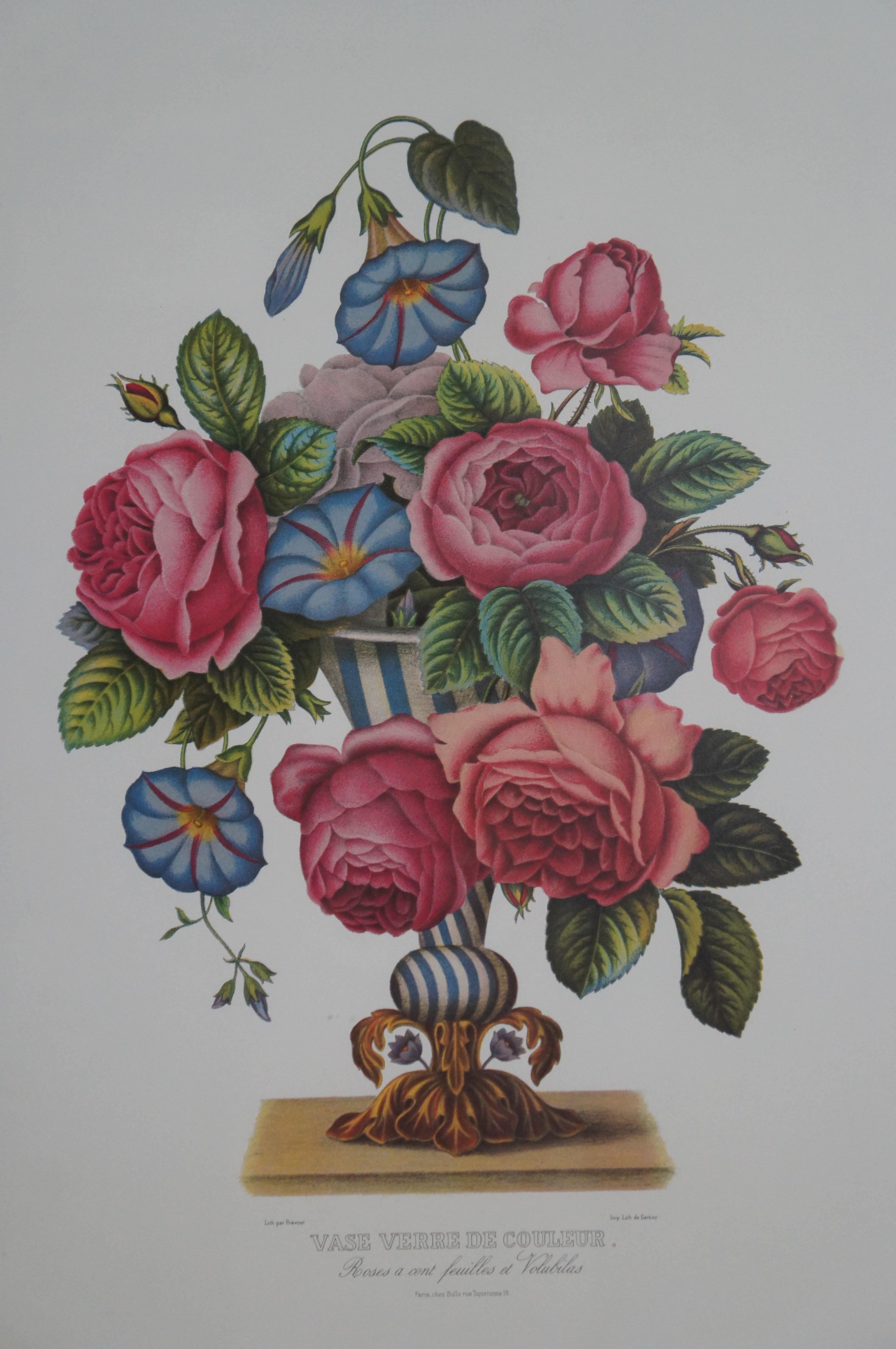 Paper 2 Jean Louis Prevost Botanical Floral Prints Vase Venise Verre De Couleur