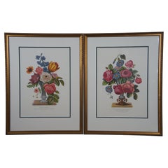 2 Jean Louis Prevost Botanical Floral Prints Vase Venise Verre De Couleur