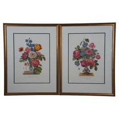 2 Jean Louis Prevost Vaso Botanico con Stampe Floreali Venise Verre De Couleur