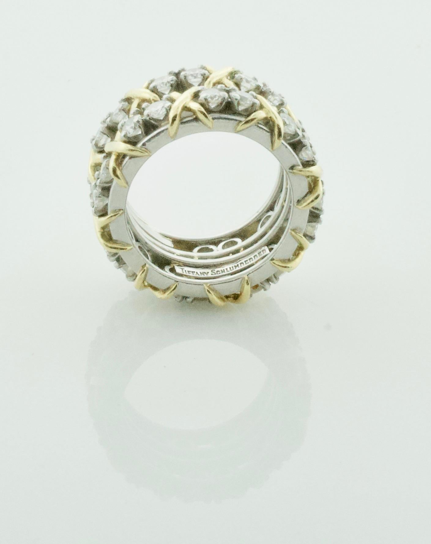 2 Jean Schlumberger by Tiffany Diamant à seize pierres  Bagues en platine et 18 carats en vente 1